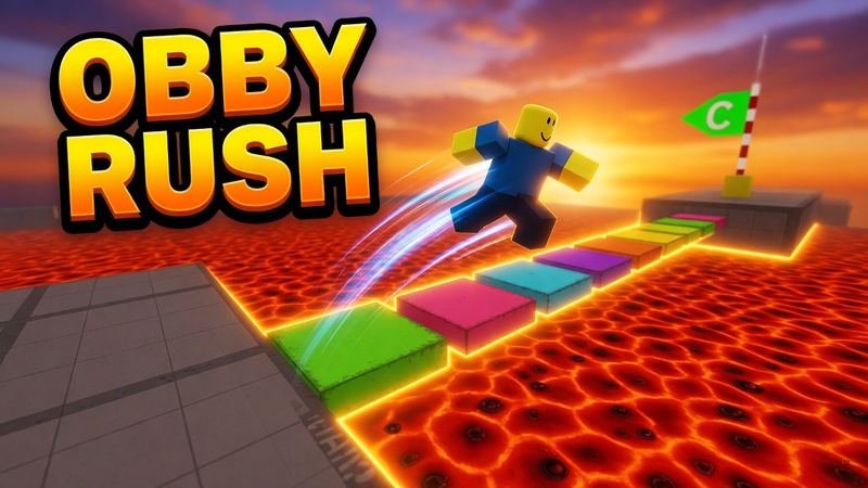 The same scene turned into a thumbnail with the title OBBY RUSH